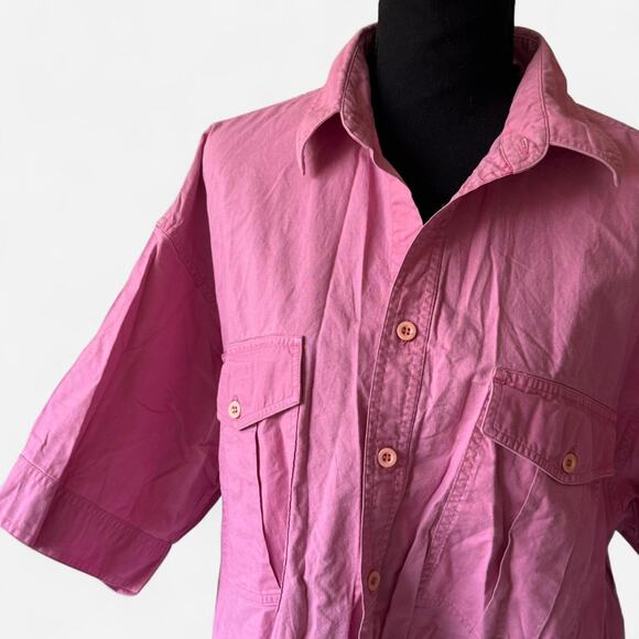 London fog Vintage pink oversized button up shirt sz XL boxy indie academia - Picture 4 of 8